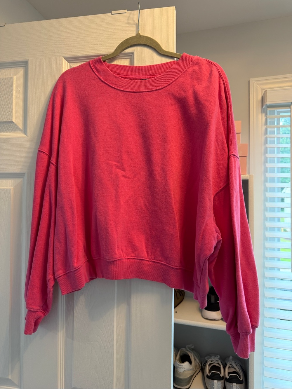 Old Navy Hot Pink Oversized Crewneck Sweatshirt